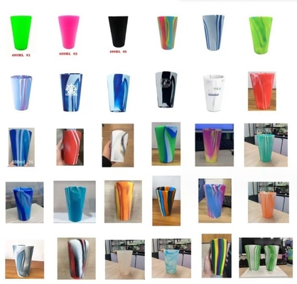 Copo de silicone livre de BPA de cor mista dobrável Copo de bebida irrompível para viagens