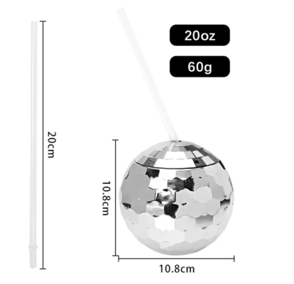 600 ml de copos de bola de discoteca eletroplatados Flash esféricos de parede dupla copos de plástico