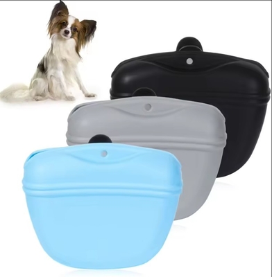 Serviço de corte Saco portátil de silicone para cães com fecho magnético e bolso de clipe para cintura