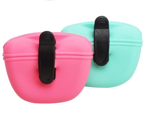 Serviço de corte Saco portátil de silicone para cães com fecho magnético e bolso de clipe para cintura