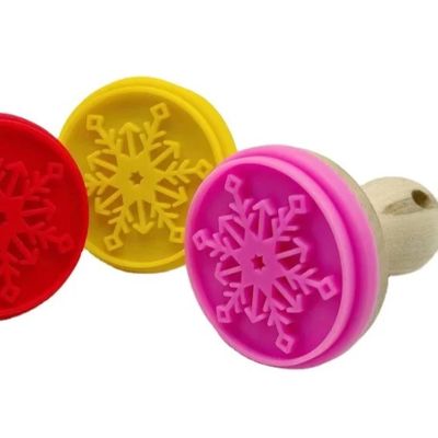 Ferramentas de decoração de bolo de Natal de silicone de madeira de qualidade alimentar selos de biscoitos e cortador de biscoitos