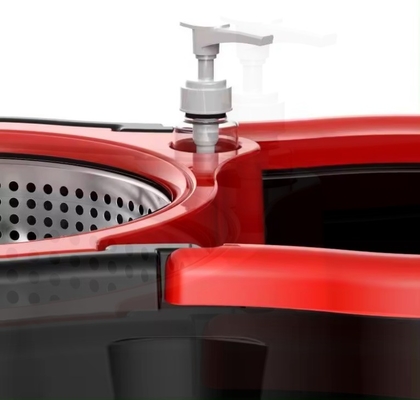 Máquina de esfregão mágica de rotação 360 com garrafa de detergente de imprensa e cobertura de tecido de microfibra
