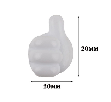 Elegante tipo de plástico de injeção PVC polegares para cima gancho de parede para clip de cabo e armazenamento de chave