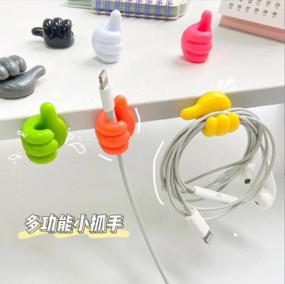 Elegante tipo de plástico de injeção PVC polegares para cima gancho de parede para clip de cabo e armazenamento de chave