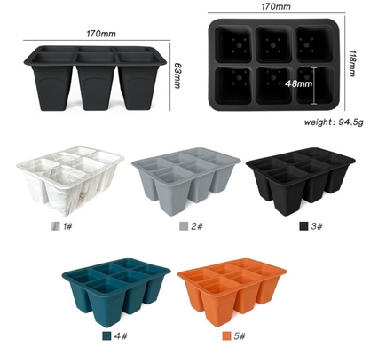 6cells silicone plástico bandeja de infância quadrados vasos de flores plantadores para acabamento de jardim