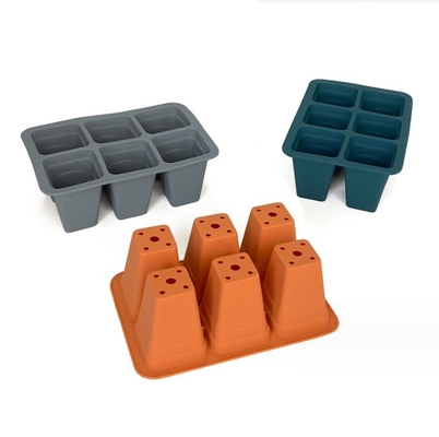 6cells silicone plástico bandeja de infância quadrados vasos de flores plantadores para acabamento de jardim