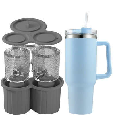Molde de gelo de cilindro de silicone 3 pcs para cálice de tumbler e bandeja de gelo de silicone fácil de soltar